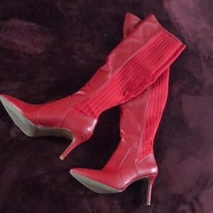 Nwot red over knee boots